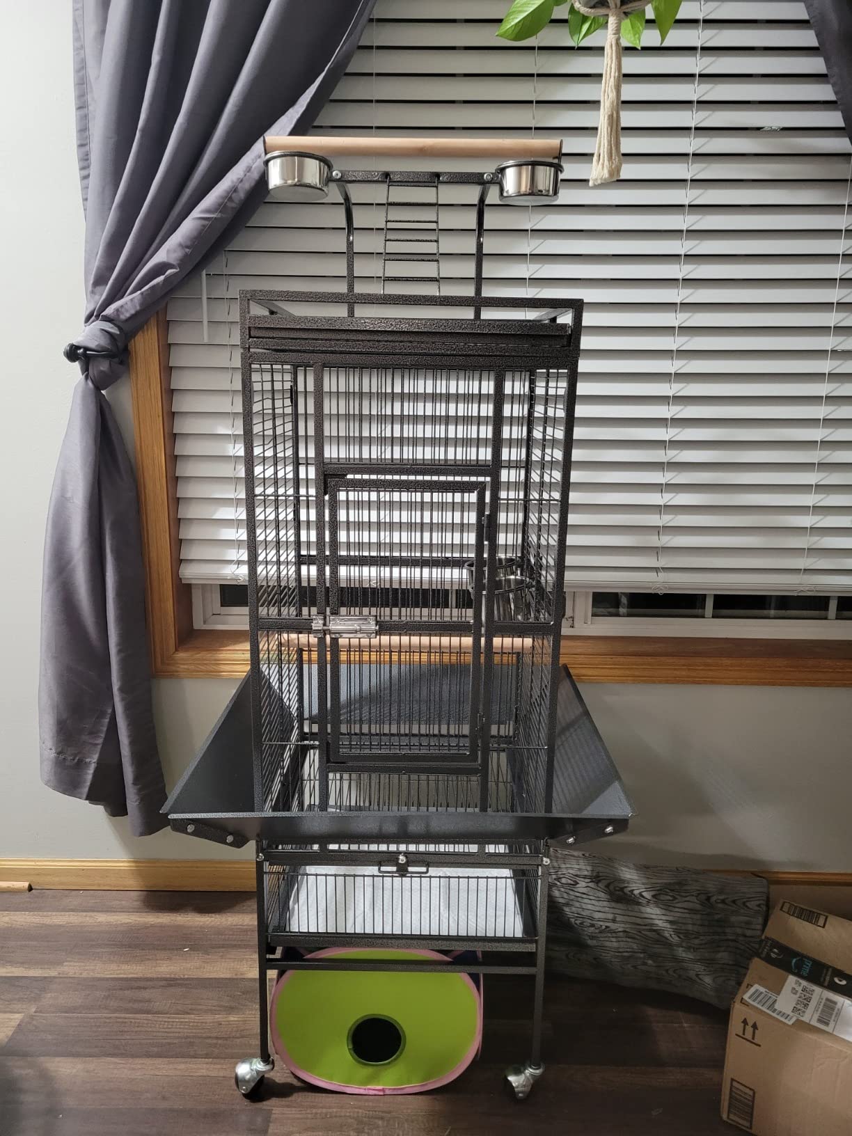 ZENY 61-inch Playtop Parrot Bird Cages, Wrought Iron Large Birdcage with Rolling Stand for Parakeet Cockatiels Quaker Conure Lovebird Finch Canary Small Medium Parrot Cage Birdcage (Black) customer photo 2