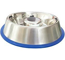 Mr. Peanut's Stainless Steel Interactive Slow Feed Dog Bowl with a Blue Silicone Base, Fun Healthy Bloat Stop Feeder (Medium) customer photo 1