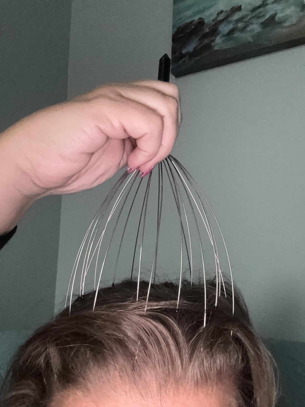 USAGA Head Massager Scalp Massager 20 Fingers Head Scratcher for Scalp Body Relaxing (Silvery) customer photo 2