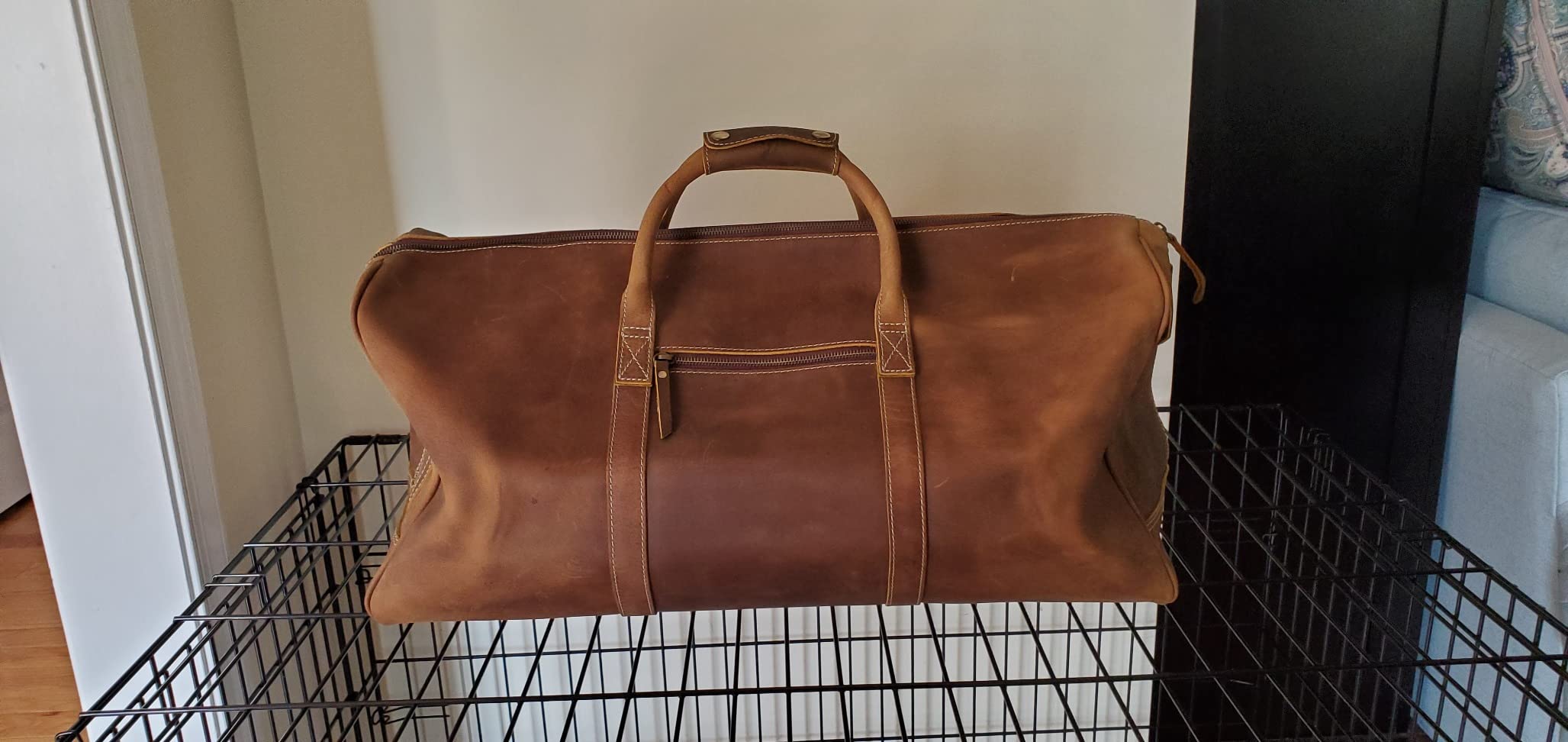 KomalC 24 Inch Leather Duffle Bag for Men & Women, Travel Weekend Bag customer photo 2