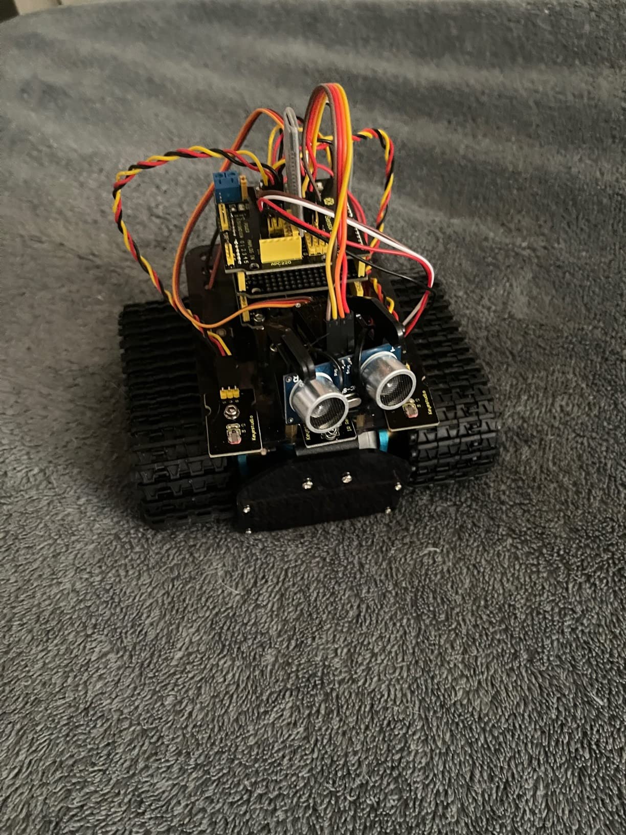 KEYESTUDIO Mini Tank Robotic Kit Smart Car for Arduino, App/IR Remote Control(iOS and Android), Light and Ultrasonic Follow, 8X16 LED Panel STEM Kit for Beginners Teens customer photo 1
