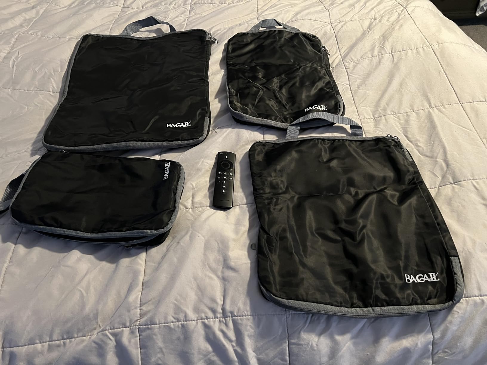 BAGAIL 4 Set/6 Set/8 Set Compression Packing Cubes Travel Accessories Expandable Packing Organizers (Cloth Pattern, 4-Black) customer photo 1