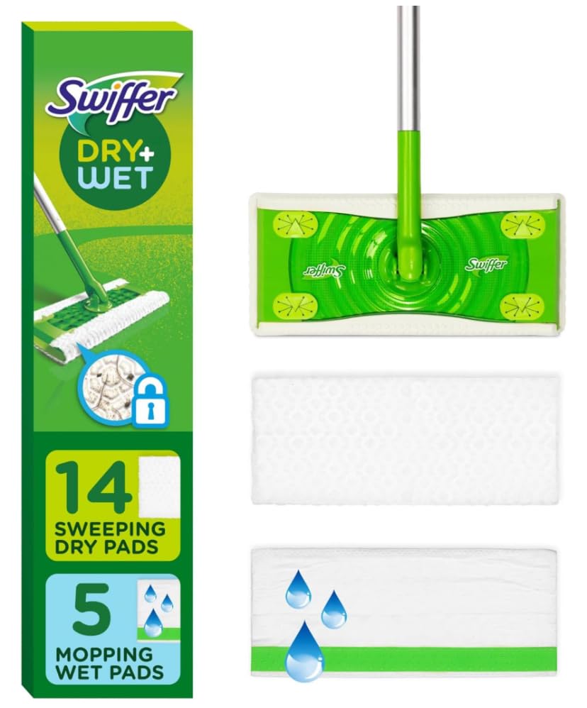 Swiffer Sweeper 2-in-1 Mops for Floor Cleaning, Dry and Wet Multi Surface Floor Cleaner, Sweeping and Mopping Starter Kit, Includes 1 Mop + 19 Refills, 20 Piece Set customer photo 1