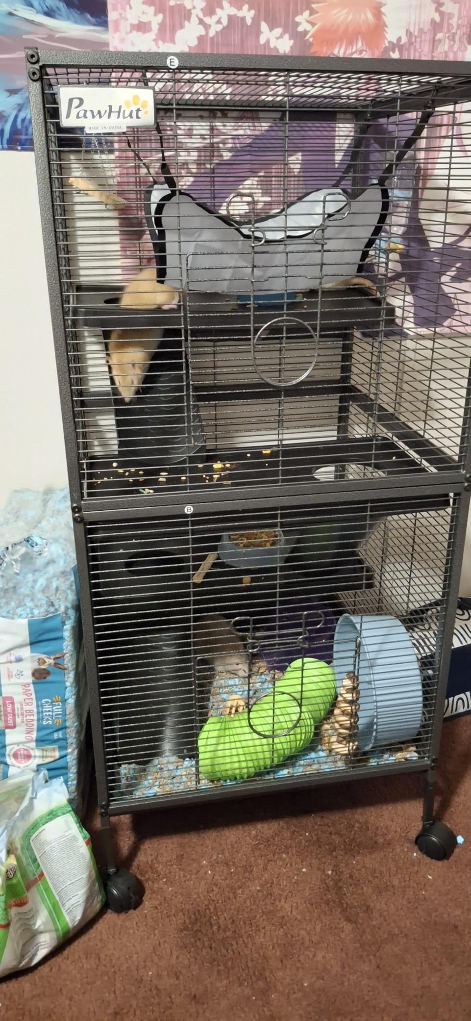PawHut Metal Small Animal Cage, 4-Tiers Rolling Big Ferret Cage, Gray customer photo 1