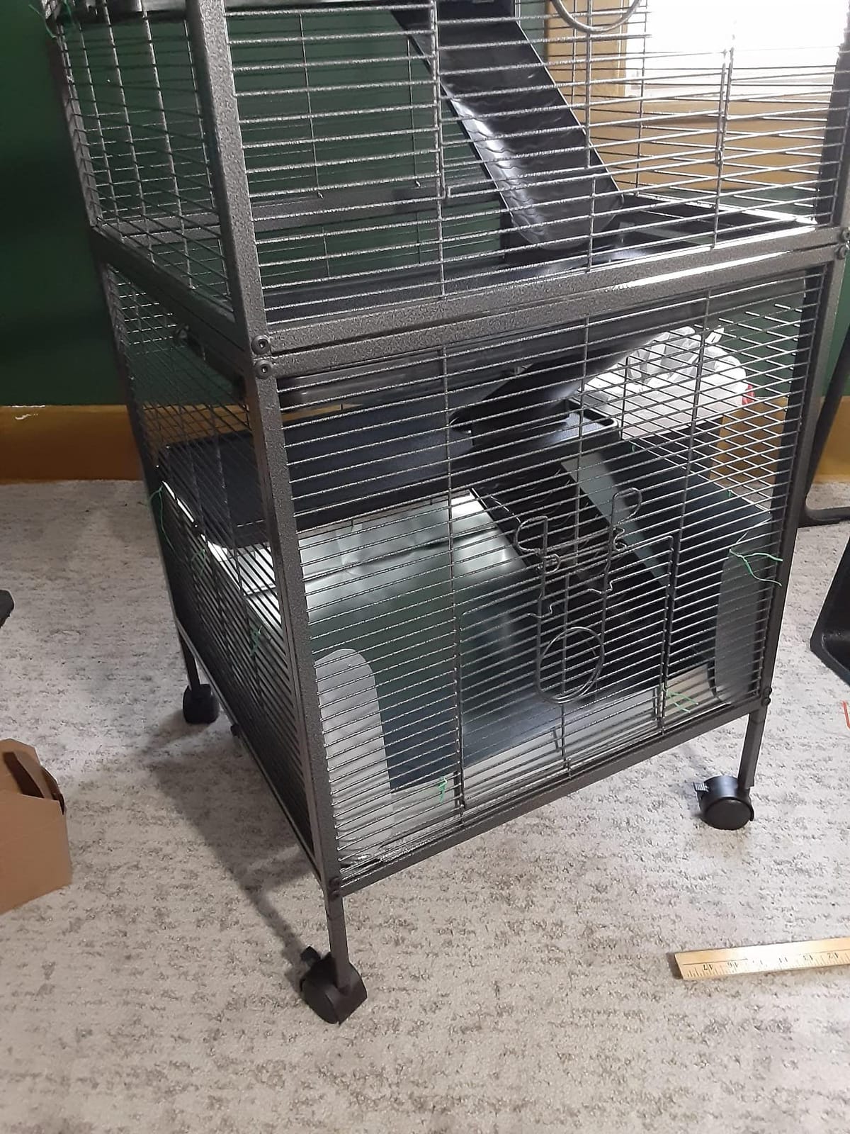 PawHut Metal Small Animal Cage, 4-Tiers Rolling Big Ferret Cage, Gray customer photo 2