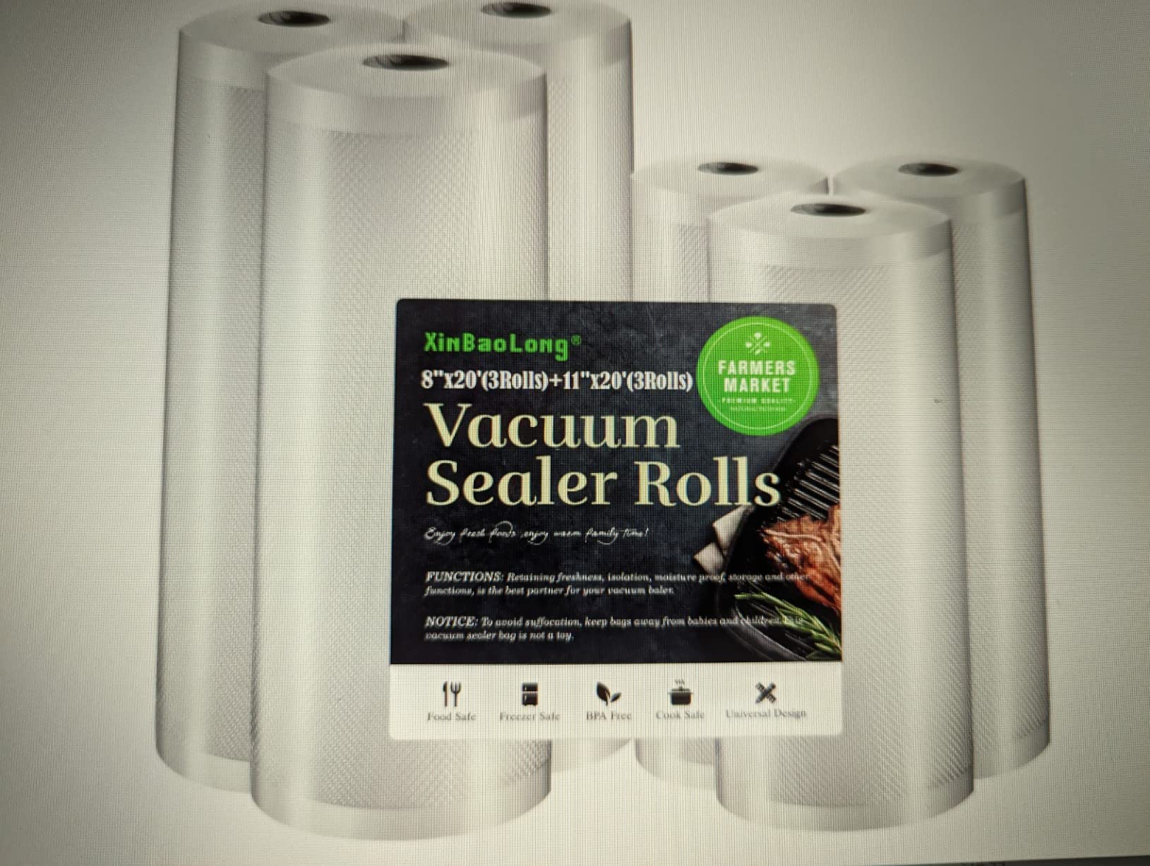 Kitchen Essentials, Vacuum Sealer Bags Rolls, 8in x 20ft, 2 Pack customer photo 2