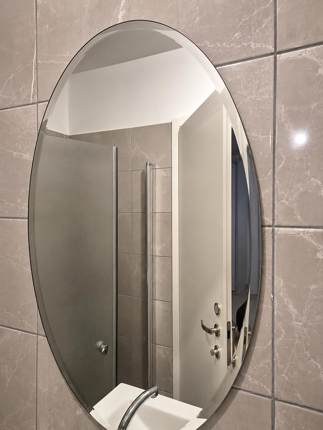 USHOWER Bathroom Mirror for Over Sink, 20x28 Inch Oval Frameless Mirror customer photo 1