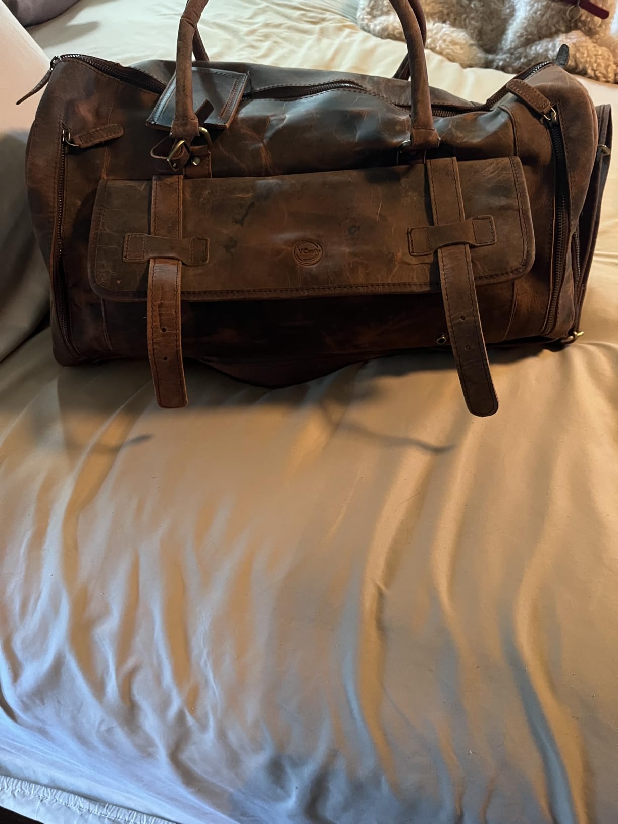 22 Inch Genuine Leather Full Grain Duffel Bag | Overnight Travel Weekend Sports Gym Traveling | Carryon Durable Cabin With Shoe Compartment For Men and Women customer photo 2