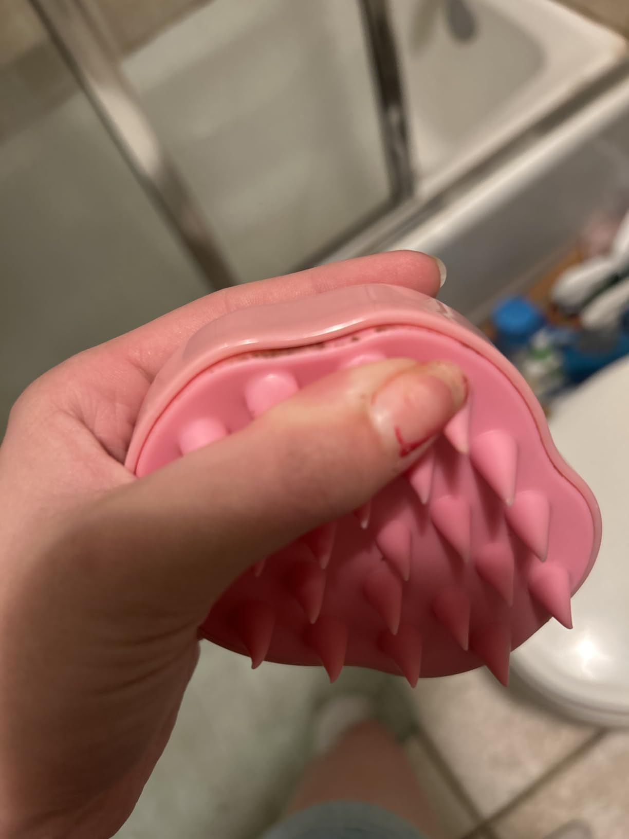 URTHEONE Soft Silicone Hair Scalp Massager Shampoo Brush for Wet Dry Oily Curly Straight Thick Thin Rough Long Short Natural Men Women Kids Pets Hair Care Tools(Pink customer photo 2