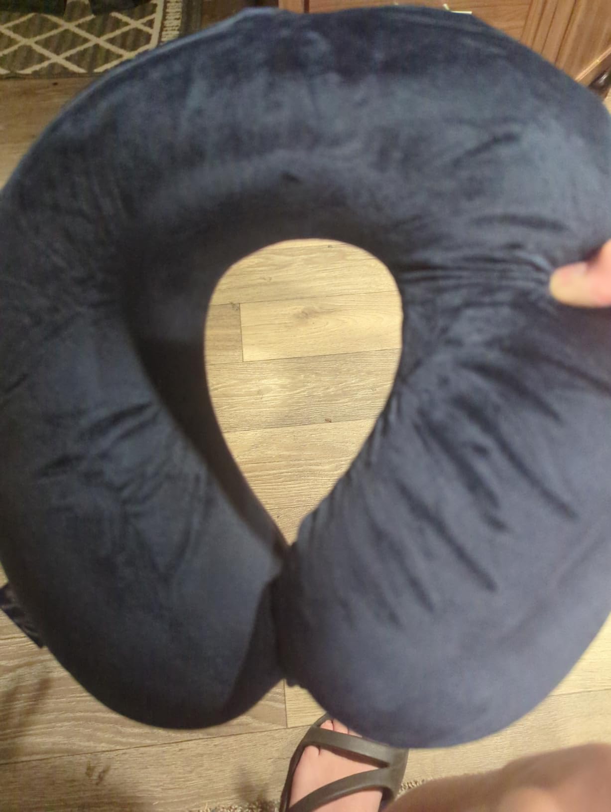 Fabuday Memory Foam Travel Pillows for Airplanes - Neck Pillow for Traveling with Attachable Snap Strap Soft Washable Cover, Flight Pillow for Sleeping, Car, Home, Office, Black customer photo 2