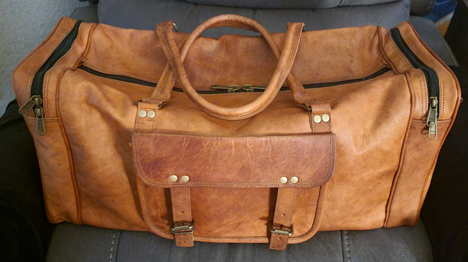 Leather 24 Inch Luggage Handmade Duffel Bag Carryall Weekender Travel Overnight Gym Sports Carry On Duffel Bag For Men And Women customer photo 2