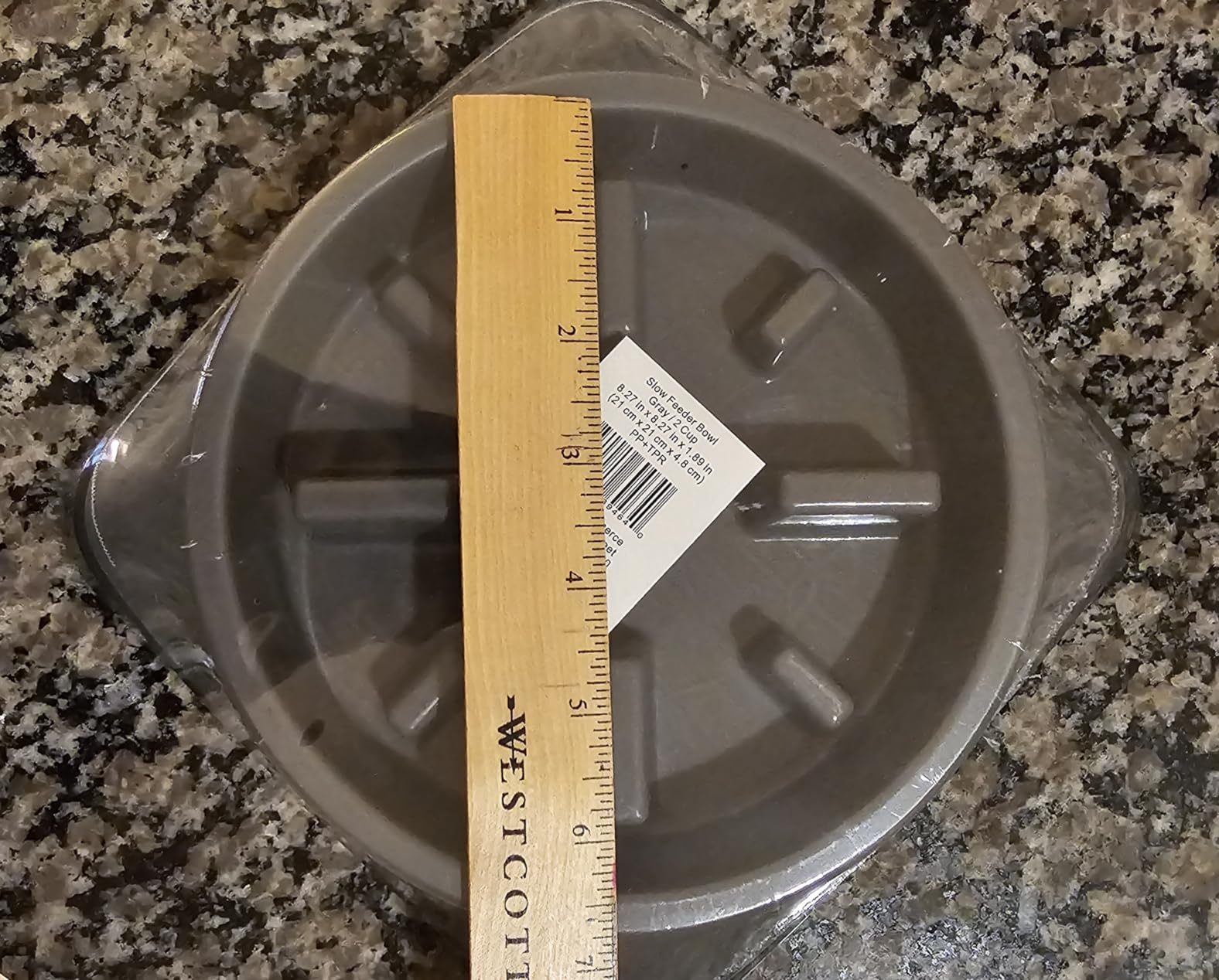 GORILLA GRIP® Patented Slow Feeder Dog and Cat Bowl, BPA Free, 1 Cup Gray customer photo 2