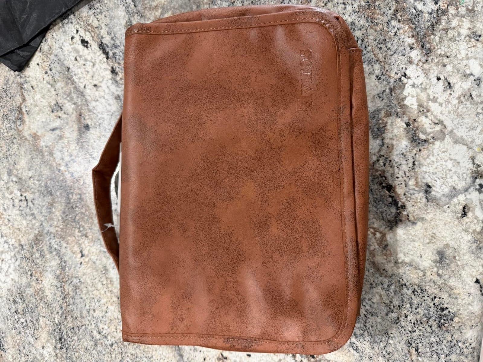Elviros Hanging Toiletry Bag for Men PU Leather Shaving Dopp Kit (Brown) customer photo 1