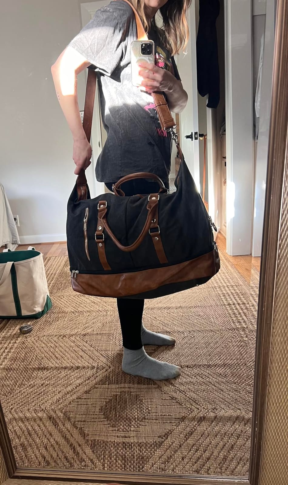 S-ZONE Genuine Leather Women Travel Duffle Weekender Overnight Weekend Carry on Shoulder Tote Bag customer photo 1