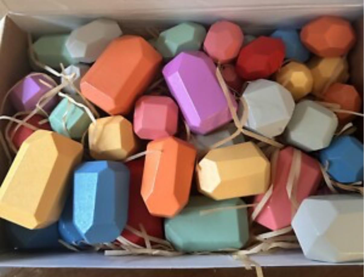 BUNMO Wooden Blocks 40 pcs, Non-Toxic Toddler Toys | Perfect as Sensory Table Stacking Rocks | Toddler Montessori Toys for Screen-Free, Hands-On Fun | Wood Blocks or Stacking Stones for Building customer photo 1