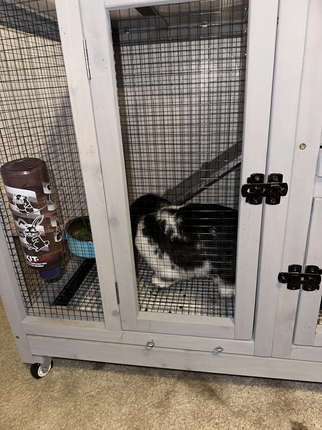Aivituvin Rabbit Hutch Large Wooden Bunny House Guinea Pig Cages on Wheels, Two Trays, Indoor Outdoor customer photo 1