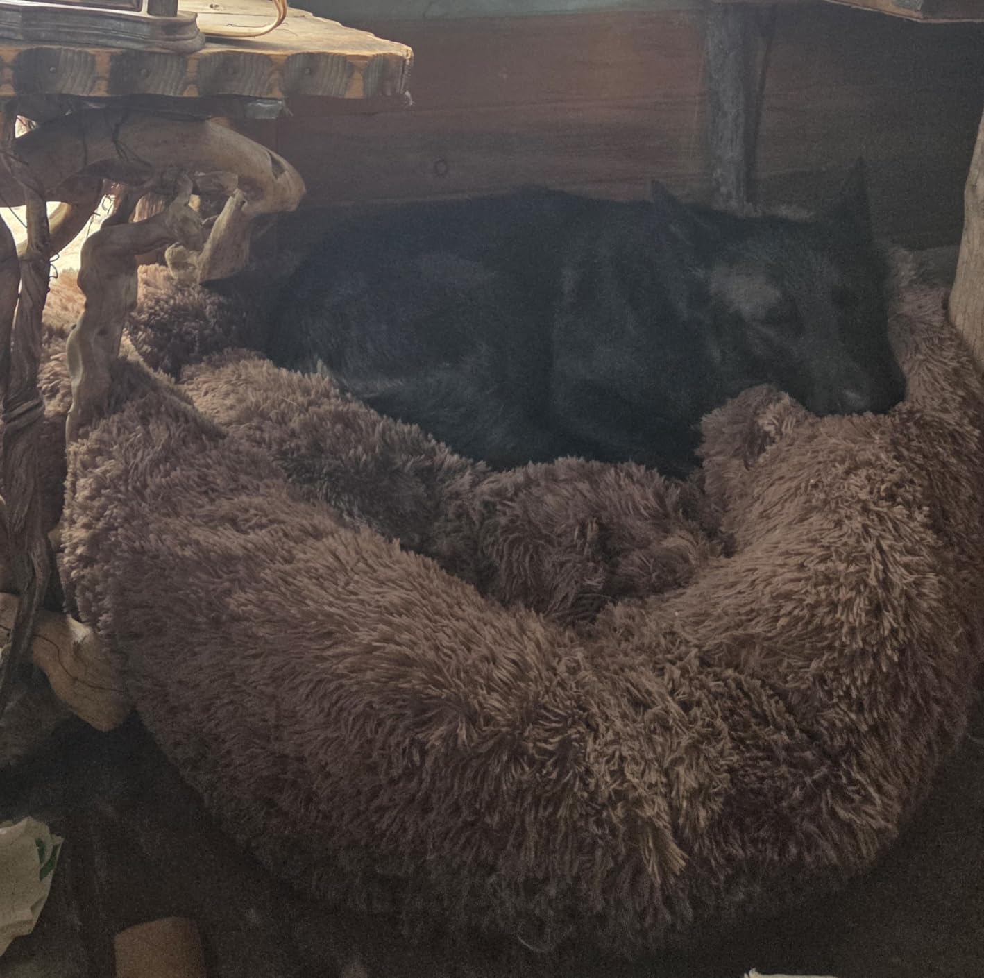SAVFOX 36 inches Calming Donut Dog Bed - 3X Durable Plush Faux Fur, Machine Washable & Non-Slip, Fits up to 100 lbs, Light Grey customer photo 1