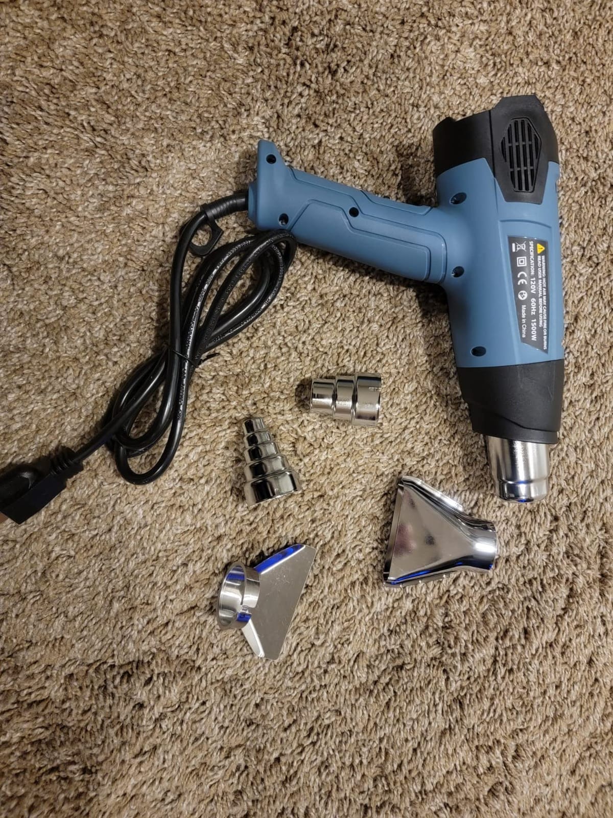 ROMECH Heat Gun, Heavy Duty Fast Heating, Variable Control 120°F~1200°F (50℃-500℃) 4 Nozzles Heat Gun for Crafting, Shrink Tubing,Vinyl Wrap (Blue) customer photo 1