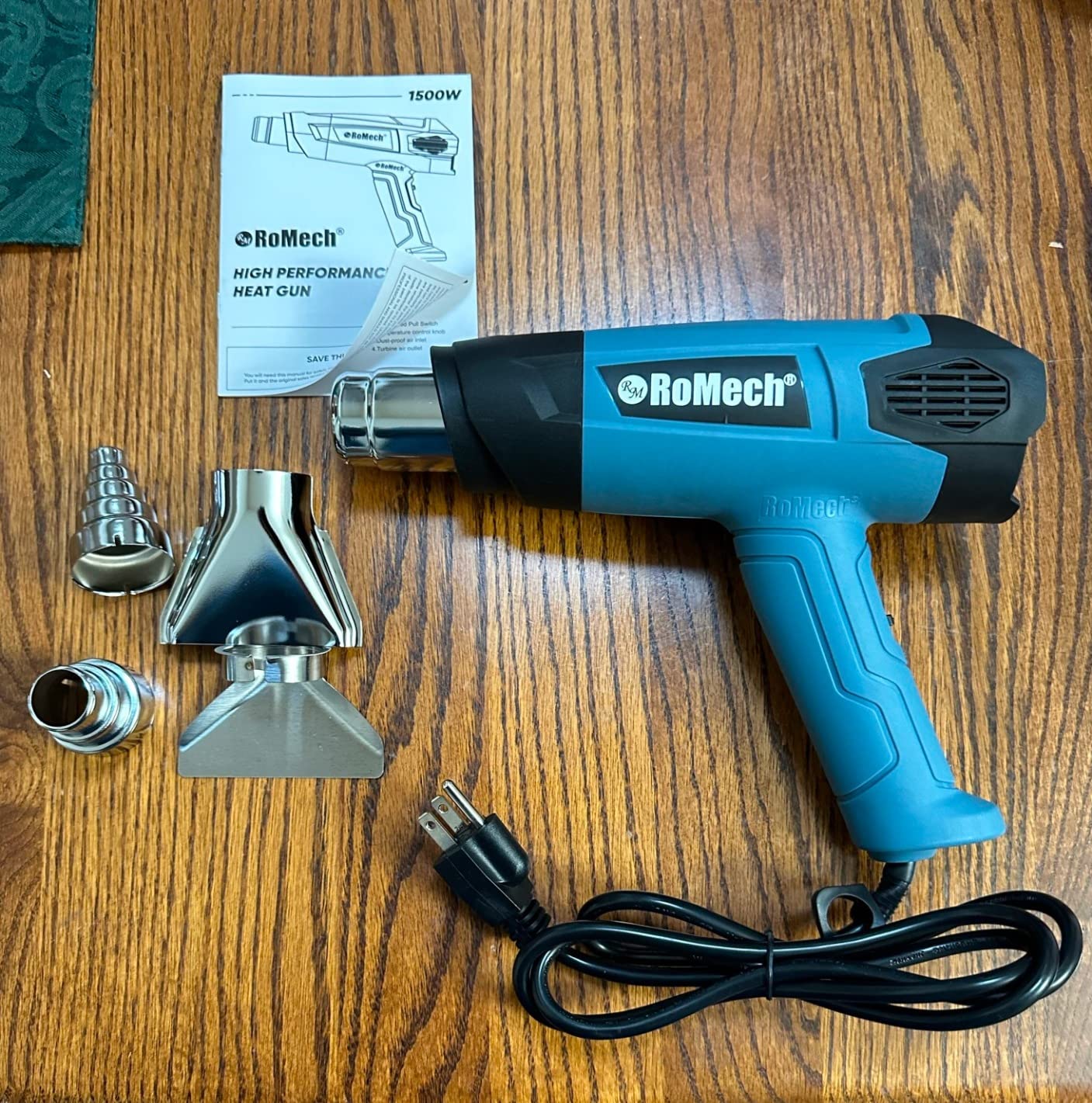 ROMECH Heat Gun, Heavy Duty Fast Heating, Variable Control 120°F~1200°F (50℃-500℃) 4 Nozzles Heat Gun for Crafting, Shrink Tubing,Vinyl Wrap (Blue) customer photo 2