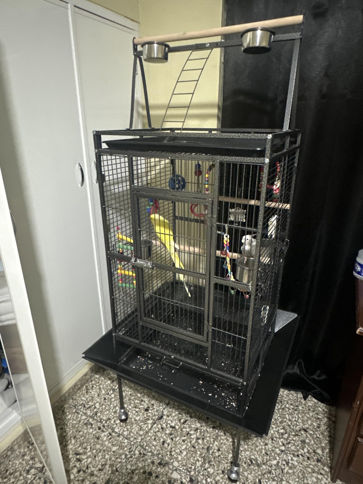 82 Inch Bird Cage, BOINN Bird Flight Cages with Rolling Stand & Bottom Tray, Wrought Iron Parrot Cage with PlayTop for Parakeet, Lovebirds, Ringneck, Cockatiels customer photo 1