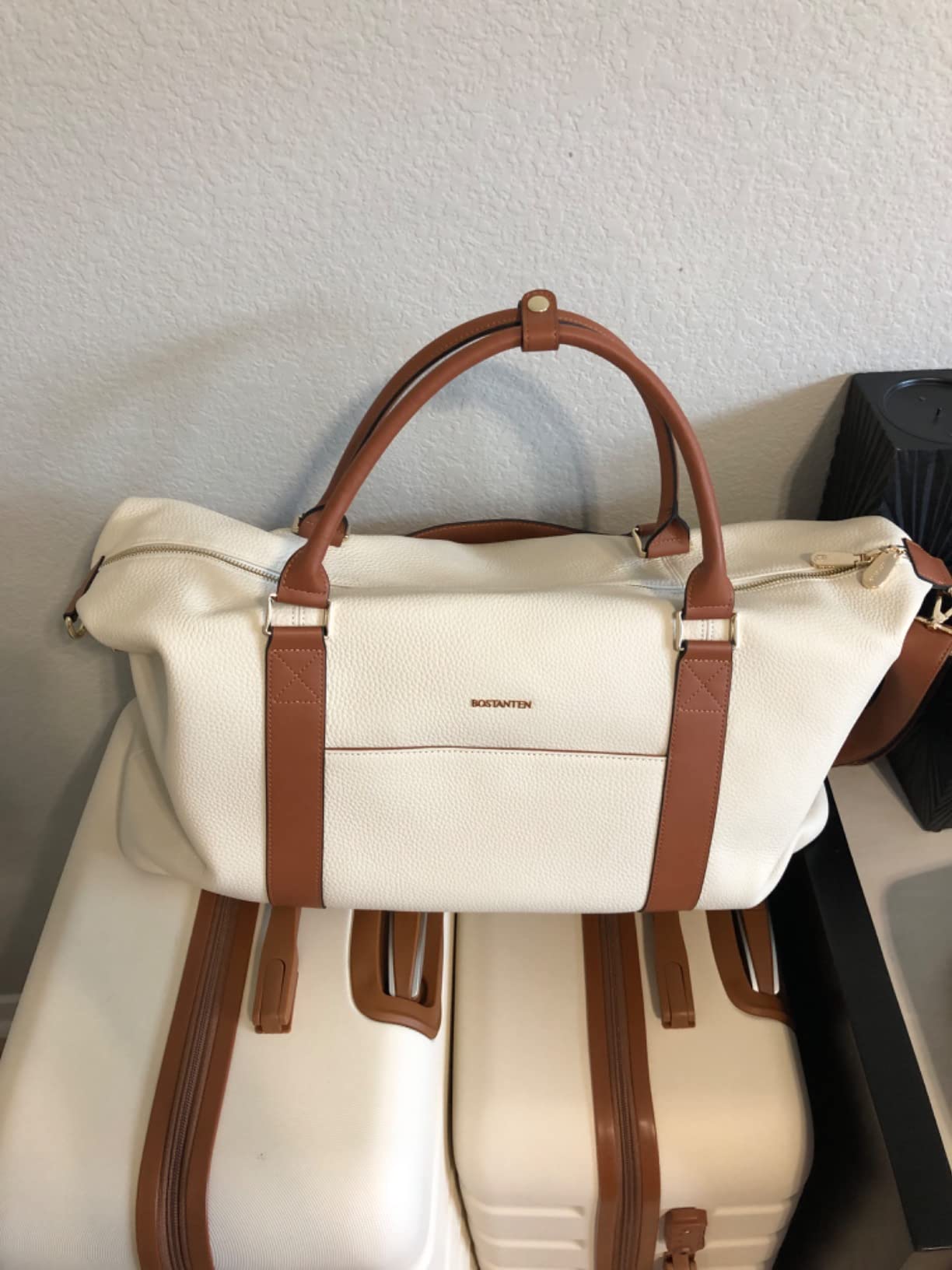 BOSTANTEN Weekender Bags for Women Genuine Leather Duffle Overnight Bag customer photo 1