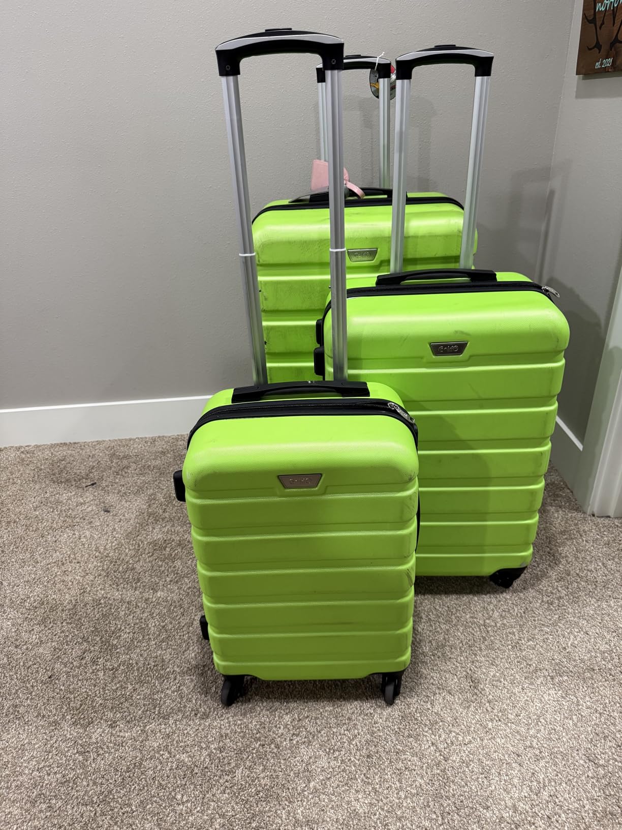 Coolife Luggage Set, 3 Piece Lightweight Durable Hardshell, Apricot White customer photo 1