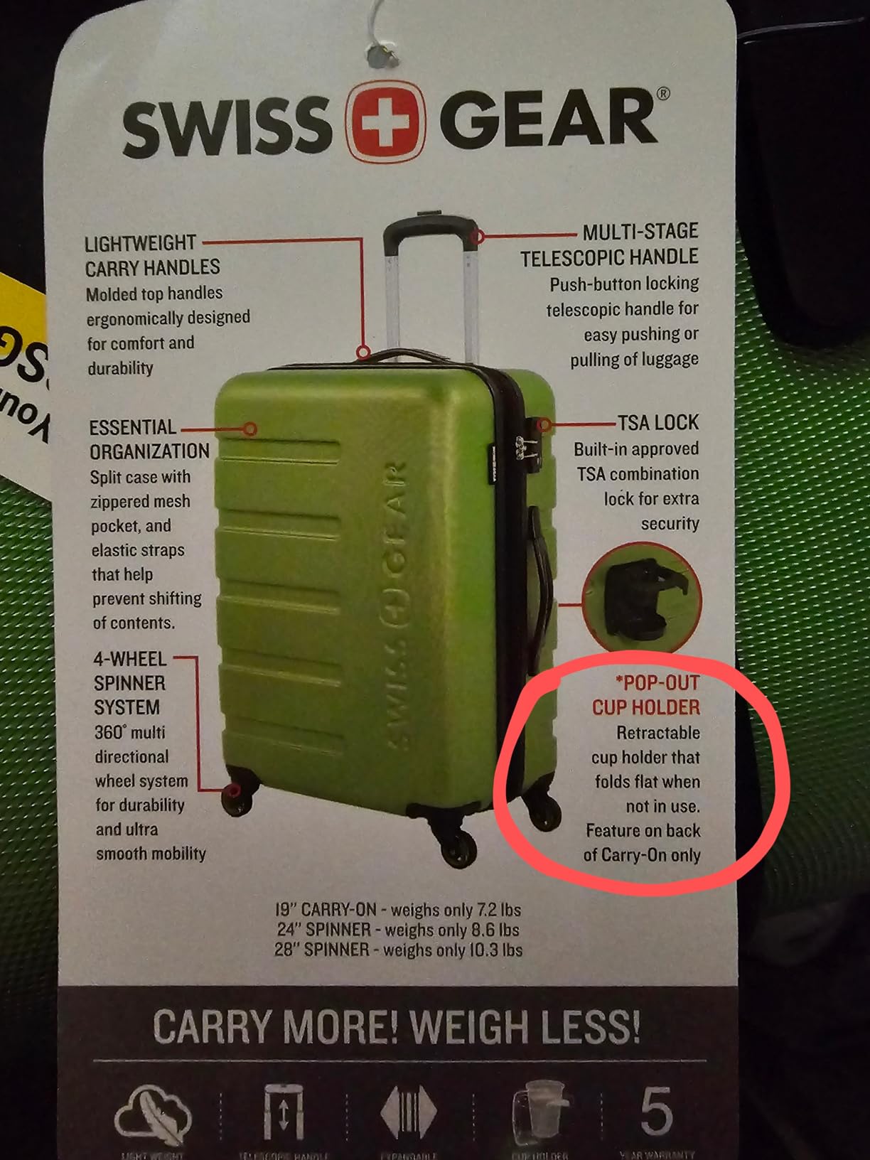 SwissGear 7366 Signature Hardside Expandable Luggage with Spinner Wheels, TSA Lock, Green, Checked-Large 27-Inch customer photo 2