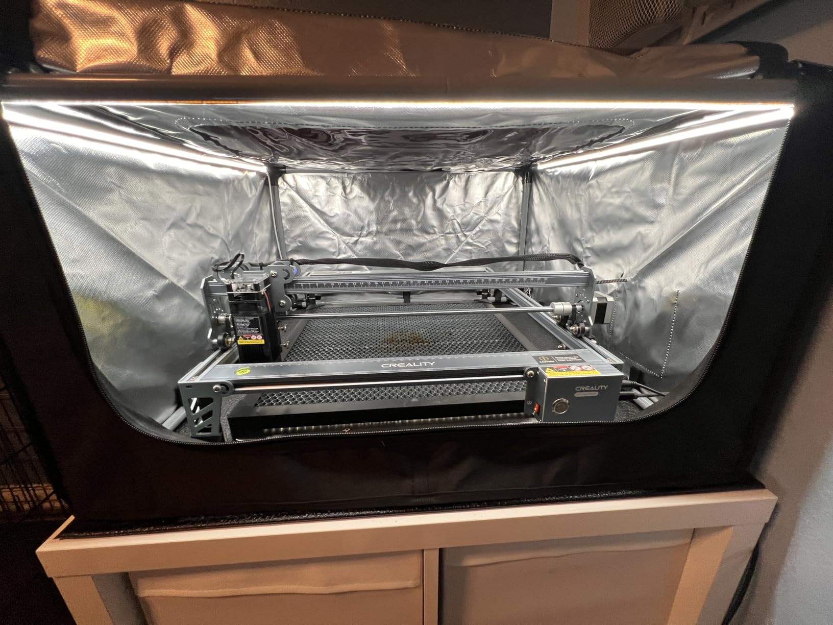 Creality Laser Engraver Enclosure, Isolate Smoke Laser Cutting Machine Protective Cover, Against Odor and Noise Enclosure with Vent for Creality, xTool and Other Laser Engraver, 27.5x28.3x15.7 inch customer photo 2