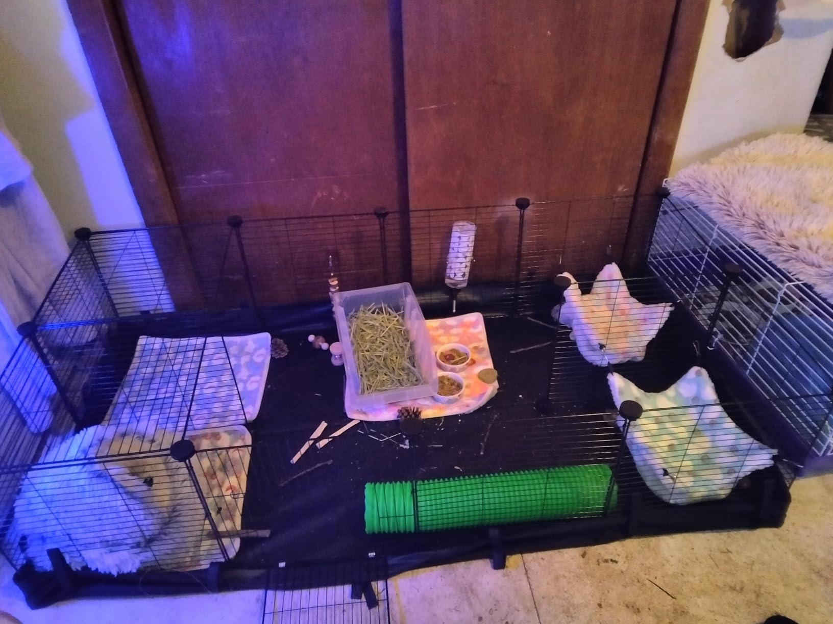 Xymoso DIY Guinea Pig Cages with Waterproof Canvas Bottom,16 Panels Small Animal Cage Pet Playpen with Door for Bunny Turtle Hedgehog,Indoor Metal Wire Yard Fence Outdoor customer photo 1
