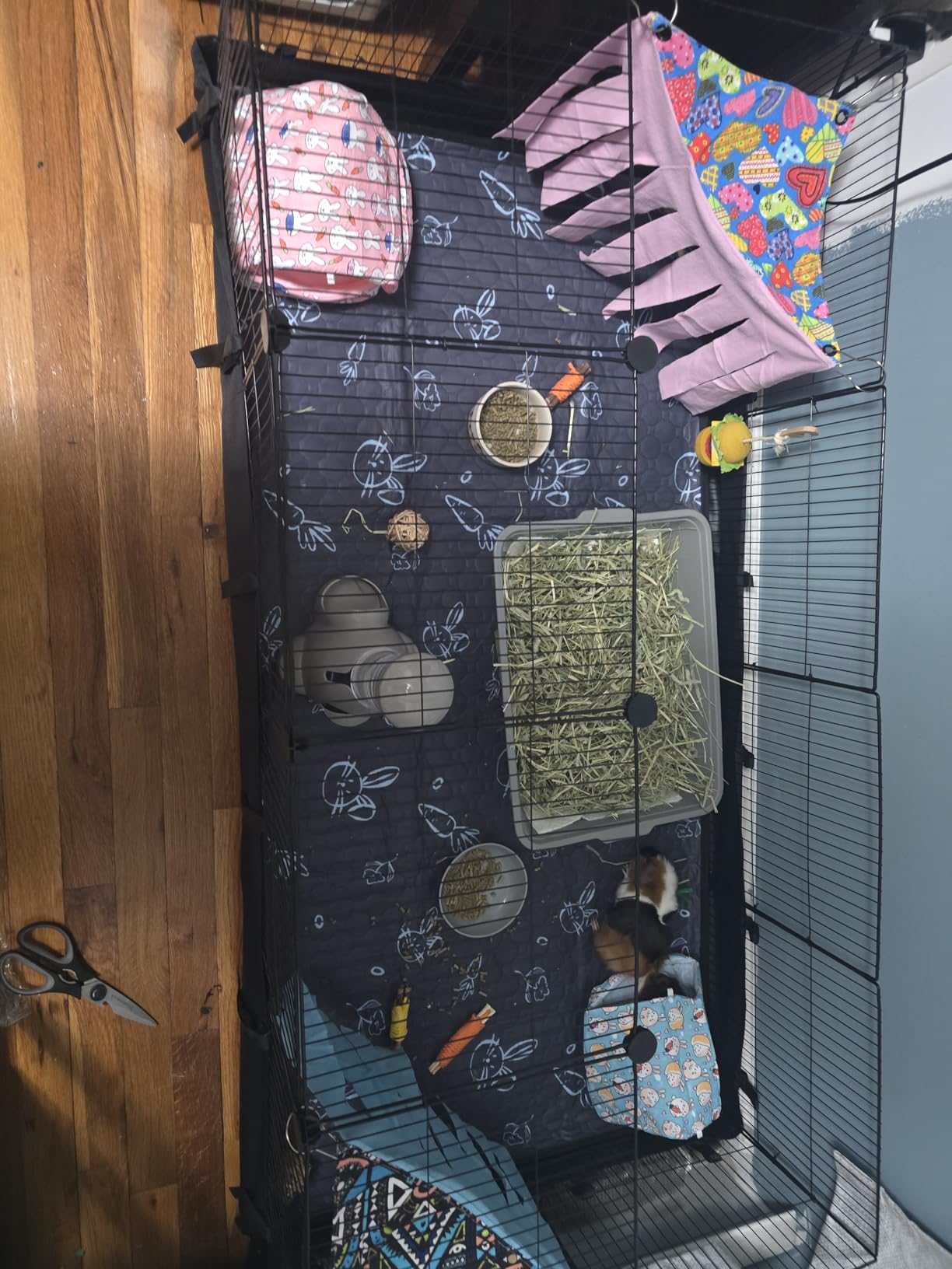 Xymoso DIY Guinea Pig Cages with Waterproof Canvas Bottom,16 Panels Small Animal Cage Pet Playpen with Door for Bunny Turtle Hedgehog,Indoor Metal Wire Yard Fence Outdoor customer photo 2