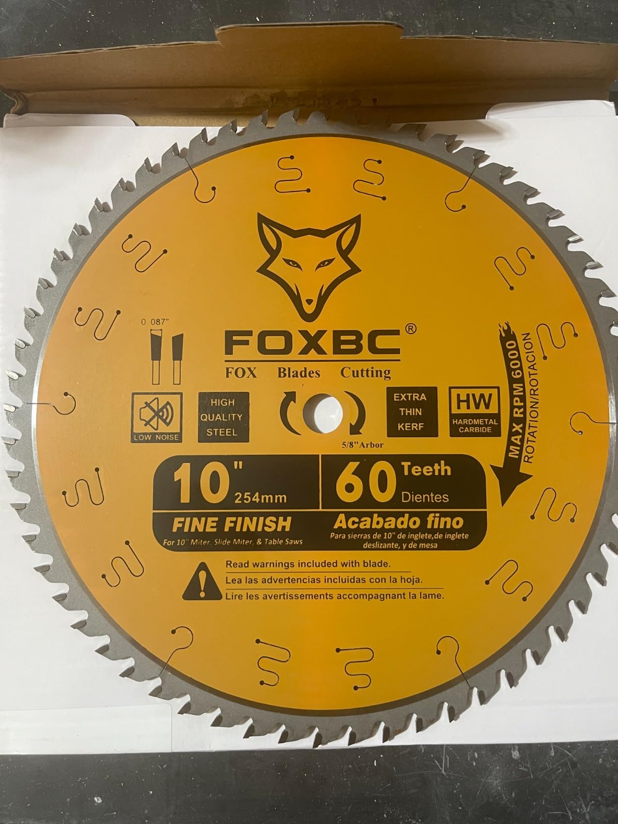 FOXBC 10 Inch Thin Kerf Fine Finish Crosscut Table Saw Blade, 60-Tooth ATB, with 5/8-Inch Arbor customer photo 2