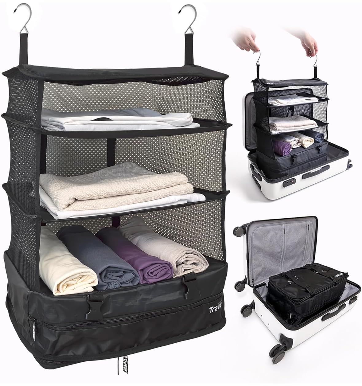 Joyway Carry On Luggage, Expandable Suitcase with Smart Cup Holder and USB Port, 20 IN Hardside Checked with TSA Lock Spinner Double Wheels, Black customer photo 2