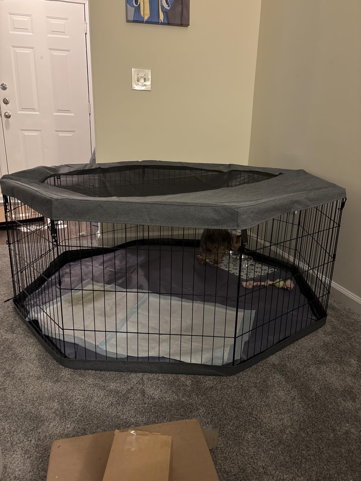 PETIME Foldable Metal Dog Exercise Pen/Pet Puppy Playpen Kennels Yard Fence Indoor/Outdoor 8 Panel 24