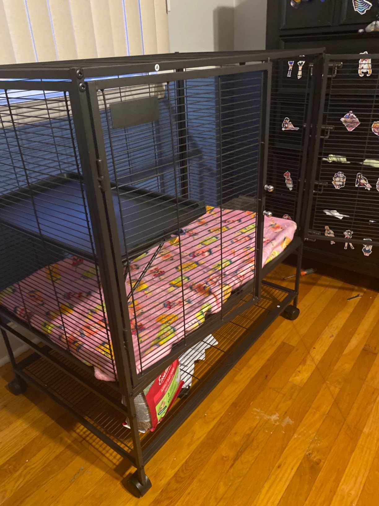 HABUTWAY 36.5''H Large Metal Rolling Ferrets Cage, 2-Tiers Small Animal Cages, Cage for Rats/Chinchillas, 0.5'' Bar Spacing for Ferret,Small Animal Cage w/Removable Ramp & Platform customer photo 2
