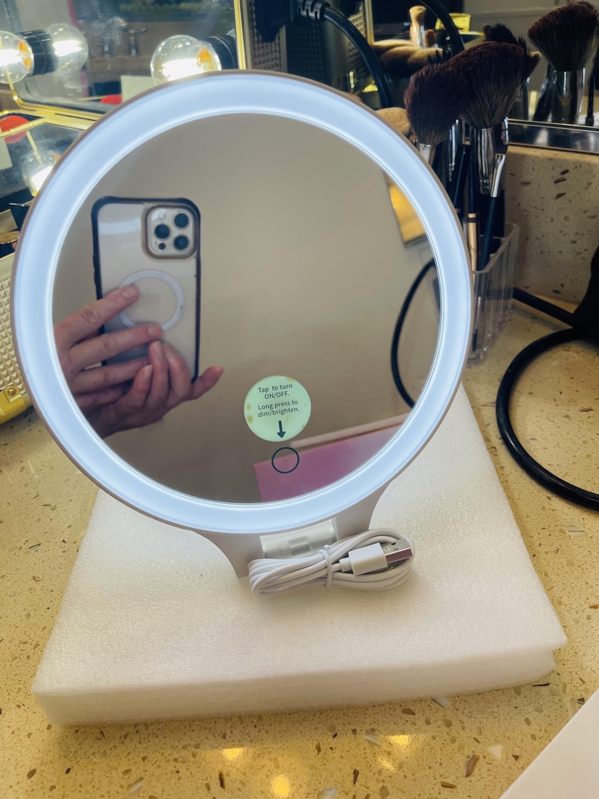 FASCINATE Travel 30X/1X Magnifying Mirror with Light Double Sided Mirror customer photo 2