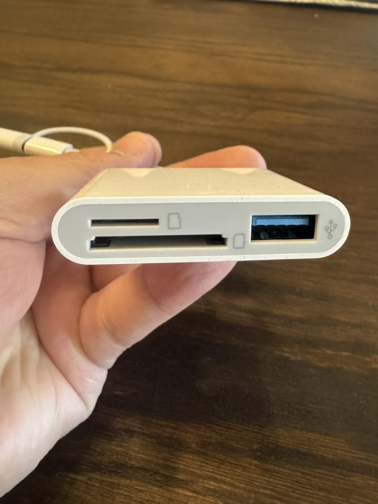 AkHolz SD Card Reader for iPhone iPad Built-in Lightening & USB-C Dual Connectors Card Adapter with SD MicroSD USB-A 3 Slots Trail Camera Memory Card Viewer, Portable No App Required Plug and Play customer photo 1