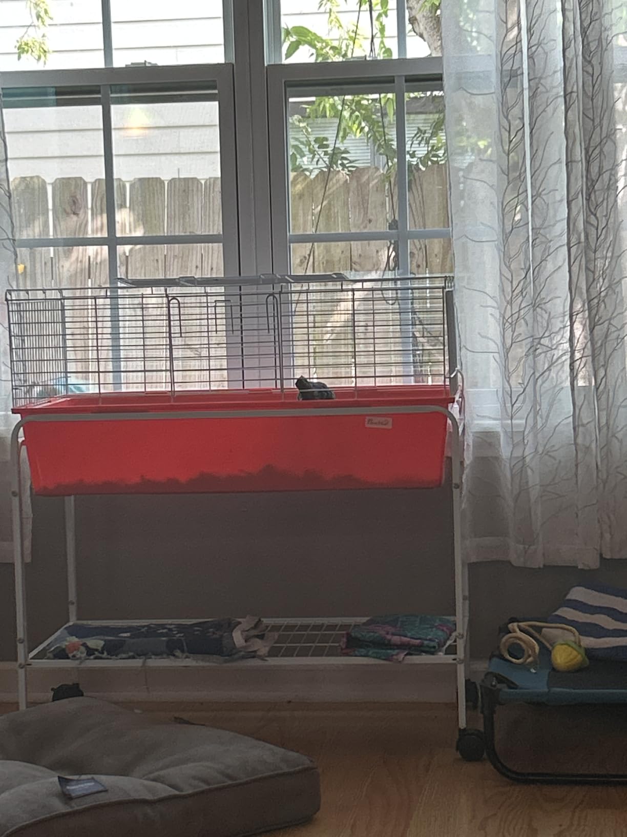 PawHut Two-Story Small Animal Cage Removable from Stand, Guinea Pig Cage with Shelf & Wheels, Pet Habitat for Hedgehog, Chinchilla, Ferret, 33