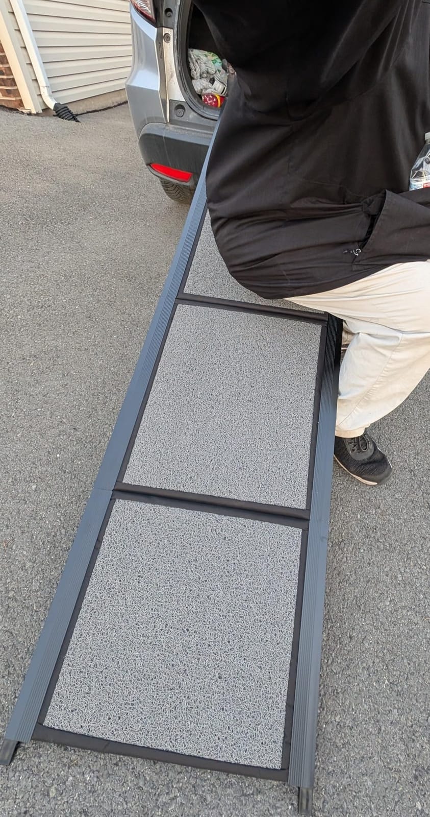 Dog Ramp for Car 𝟕𝟏”𝐱𝟐𝟎” Large Folding Pet Stair Ramps for Truck, SUV, with Non-Slip Surface, Up to 250LBS, Outdoor Dog Car Ramp for Medium & Large Dogs, Portable Pet Steps customer photo 2