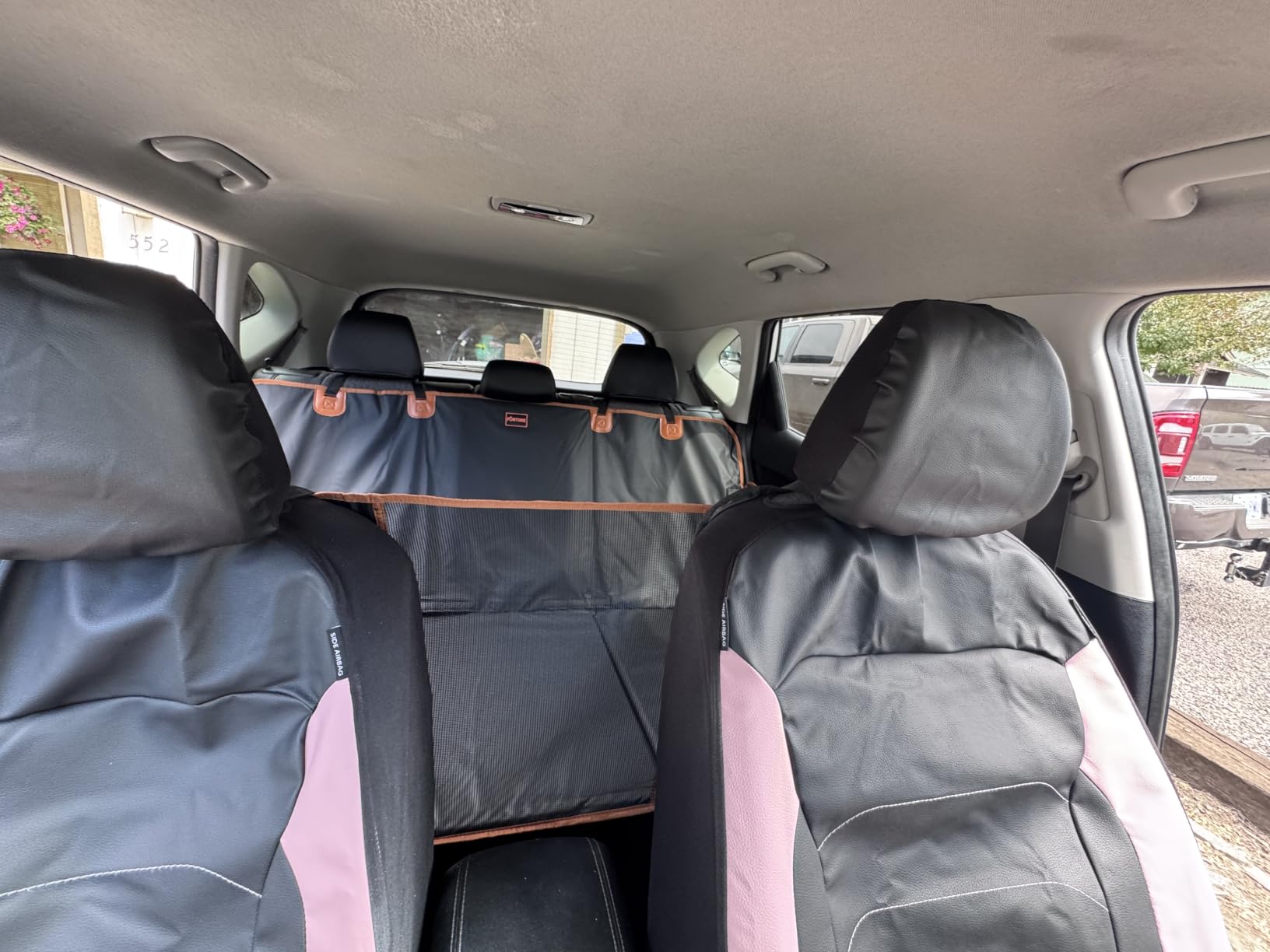 FURTIME Dog Car Seat Cover for Back Seat, PU Leather Back Seat Extender customer photo 2