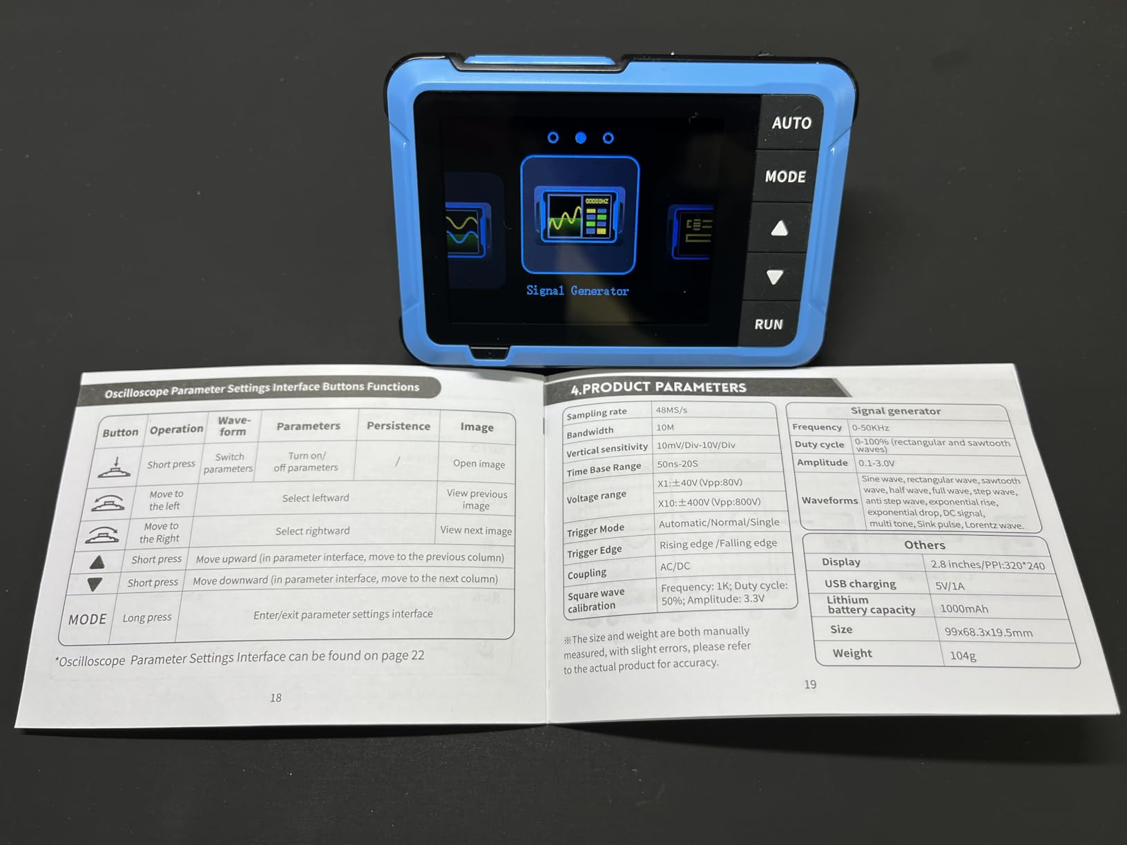 【FNRSI Upgraded 2in1 DSO-510 Oscilloscope with 10X Probe】Digital Portable Oscilloscope/DDS Signal Generator Automotive 2.8 inch TFT, 10MHz Bandwidth, 48MS/s Sampling Rate, Auto Trigger Function customer photo 1