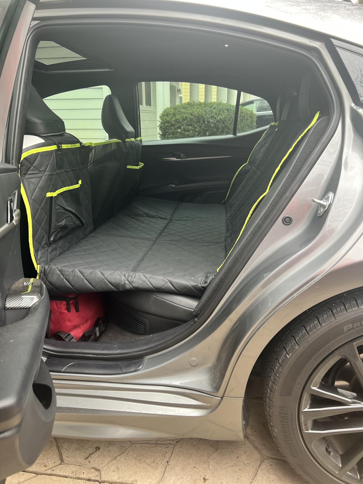 Dog Car Seat Cover for Back Seat, Waterproof Leather Fabric Back Seat Extender for dogs 52.4 * 24.4in, Foldable in The Car, Hard PVC Panels Bottom Support to 330 lbs, for Cars/Mid-Size SUV/Small Truck customer photo 2