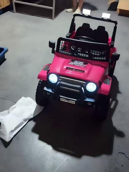24V Ride on Toys, 2 Seater Kids Electric Car w/Remote Control, 4X4 Motor, 3 Speed, Bluetooth Music, Spring Suspension, LED Light, Off Road Power Car Wheel for Boys Girls Ages 3-8(Pink) customer photo 2