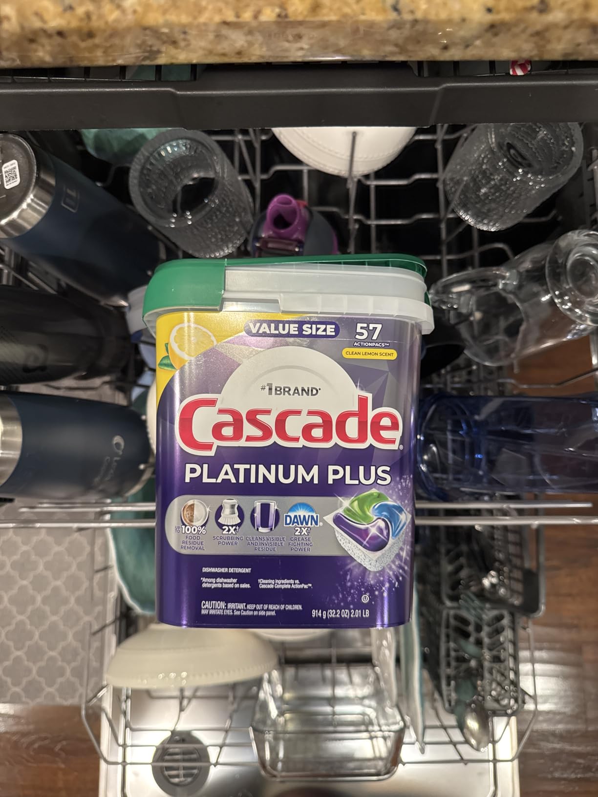 Cascade Platinum Plus Dishwasher Detergent Pods Dish Soap Lemon 57 Count customer photo 2