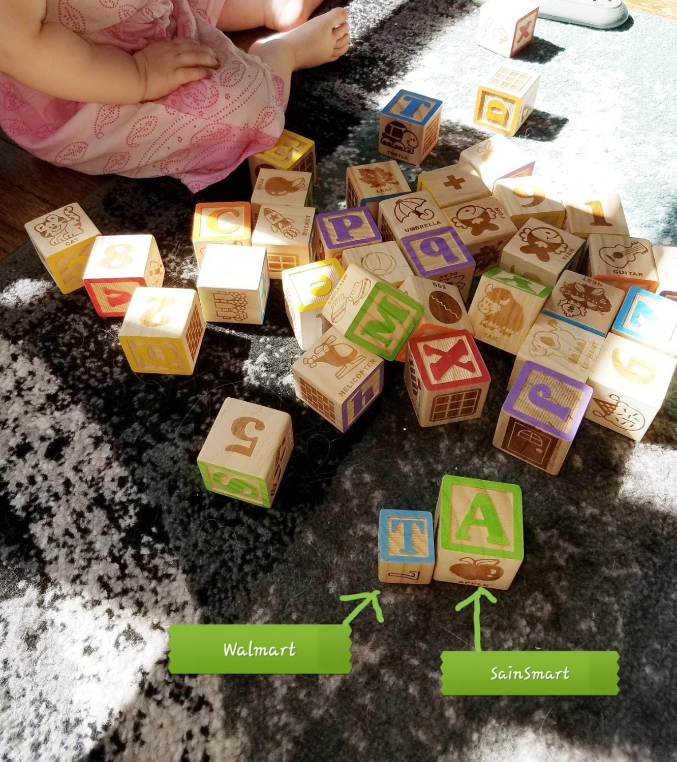 SainSmart Jr. Wooden Alphabet Blocks 1.73 Inch, 30Pcs Building Blocks Including Letters, Numbers and Animals, Montessori Wooden Blocks for Preschool Toddlers customer photo 1