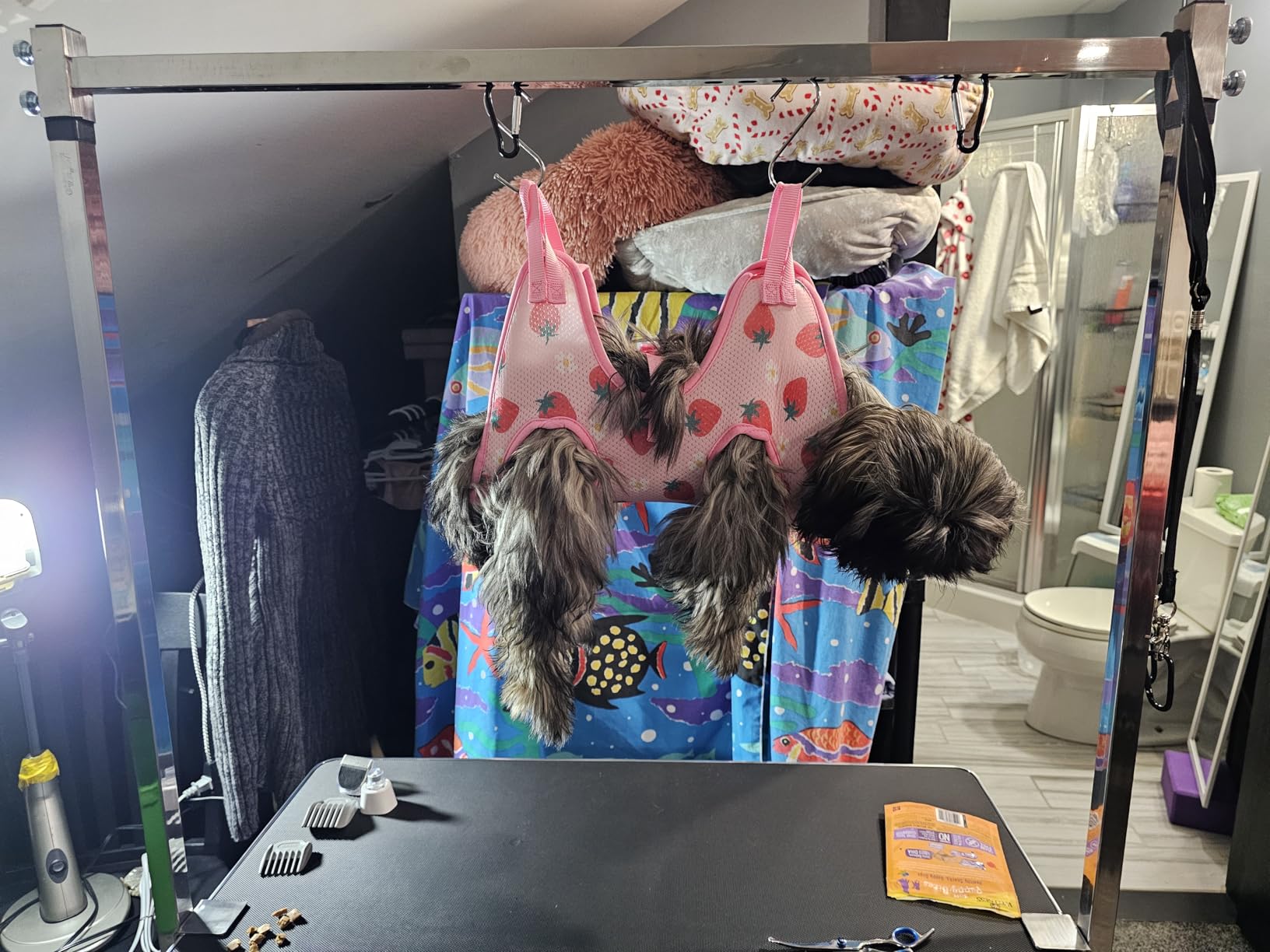 Dog Grooming Table with Arm, Hammock, Nooses, 35.5