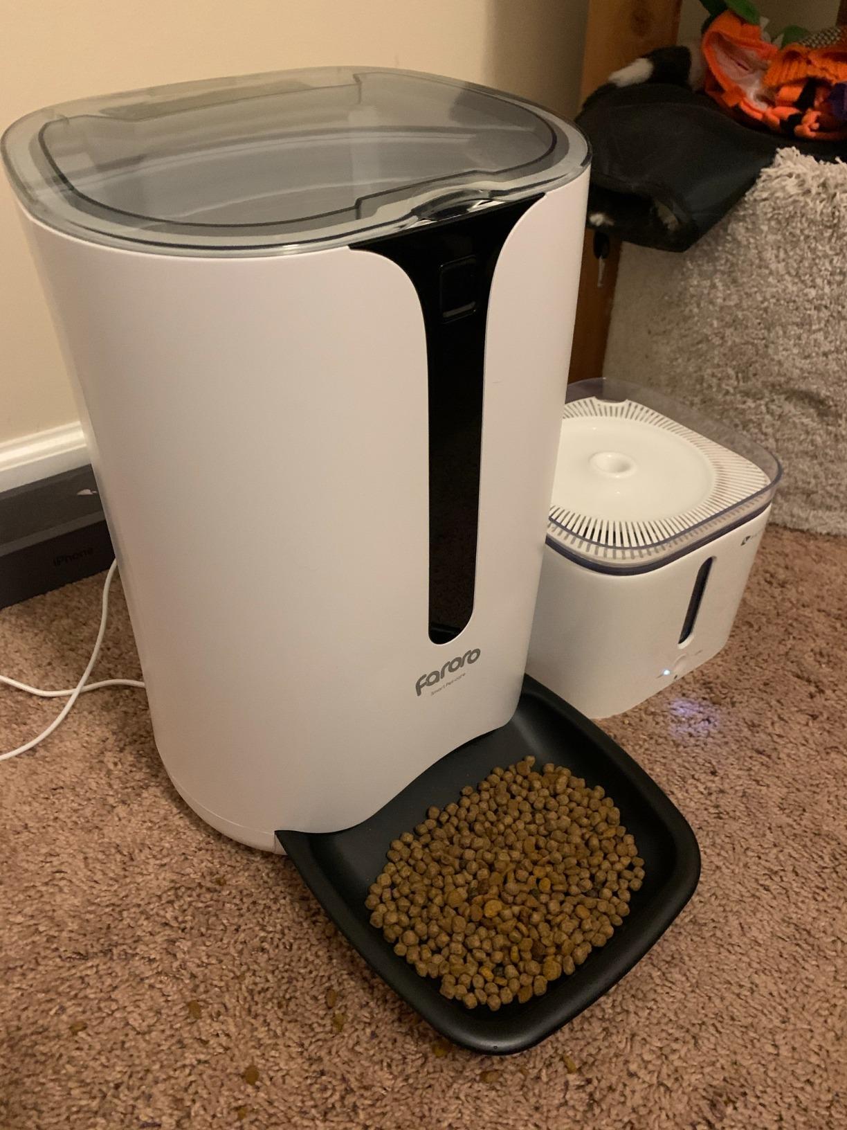 Faroro Automatic Cat Feeder with Camera, 1080P HD Video with Night Vision, 5G WiFi Automatic Dog Feeder with APP Control, 2-Way Audio, Blockage Sensor for Cats or Small Dogs, 4L (Black) customer photo 1