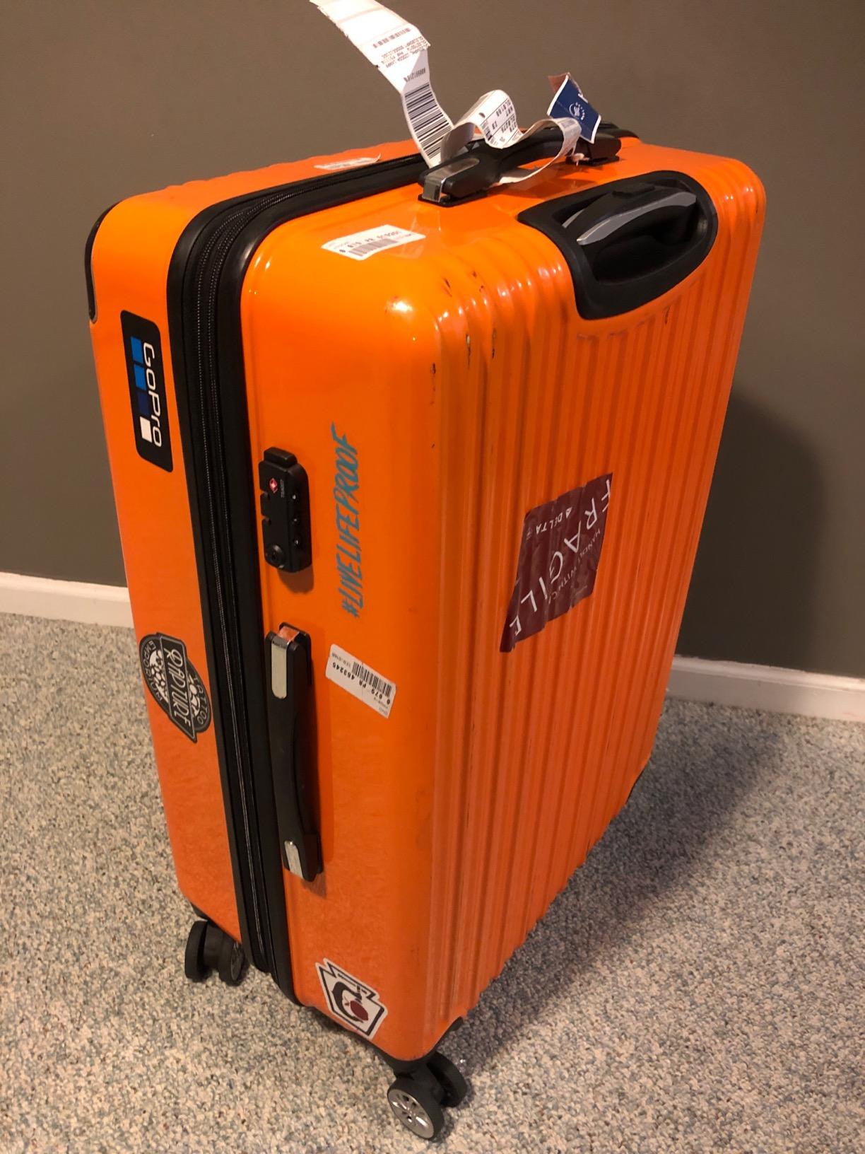 Coolife Luggage, Lightweight and Durable Hardshell, 28 in, apricot white customer photo 2