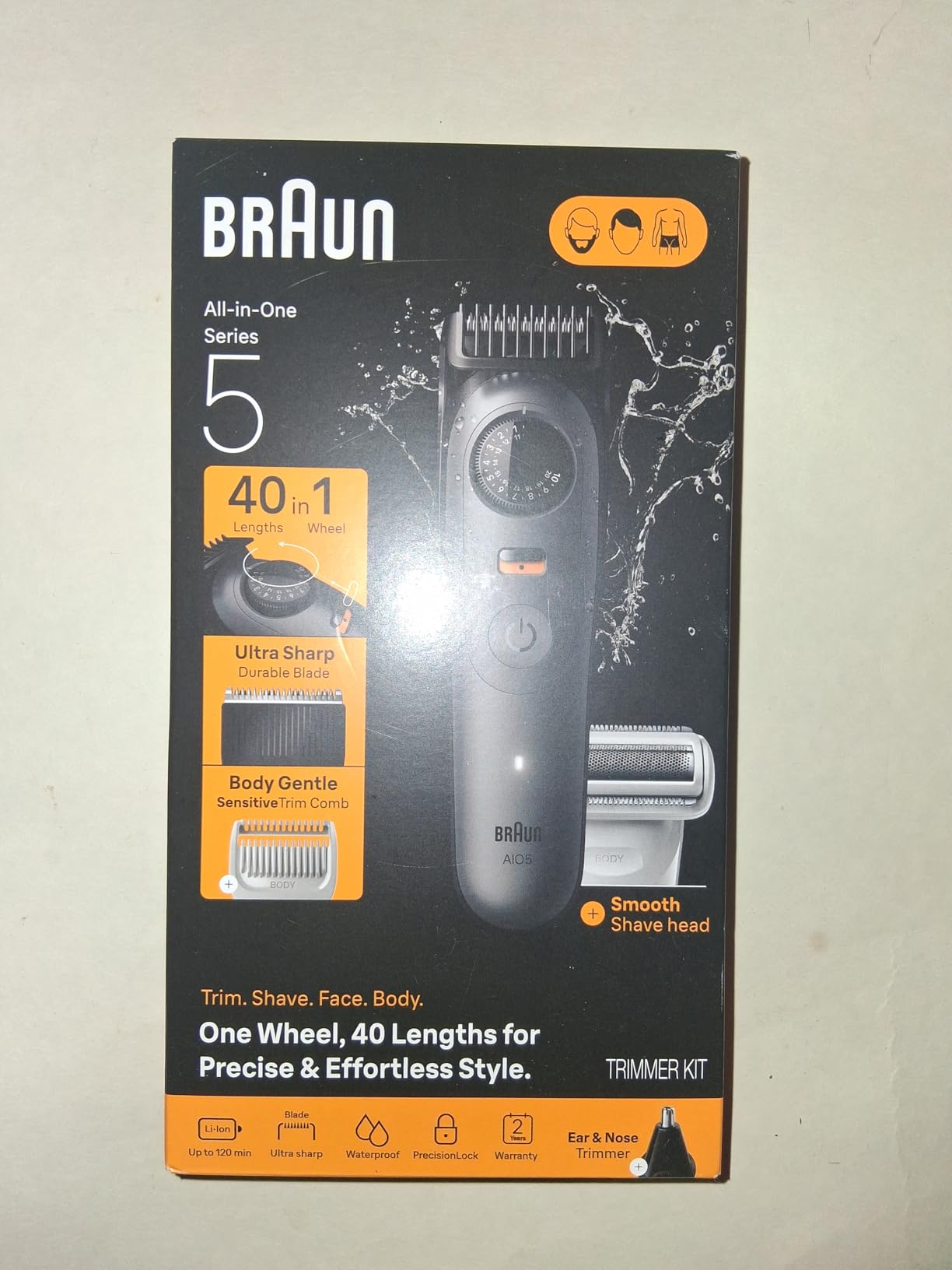 Braun Series 5 All-in-One Beard & Body Grooming Kit for Men, Cordless Trimmer, Hair Clippers & Shaver for Face, Hair & Body with Smooth Shave Head, AIO 5510 customer photo 1