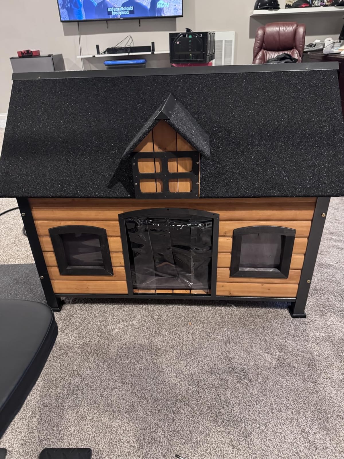 GUTINNEEN Extra Large Outdoor Dog House Insulated Weatherproof Dog Kennel Dog Shelter with Chew-Proof Full Metal Frame, Openable Roof, Removable Inner Floor for Large Dog Breeds, 50.9