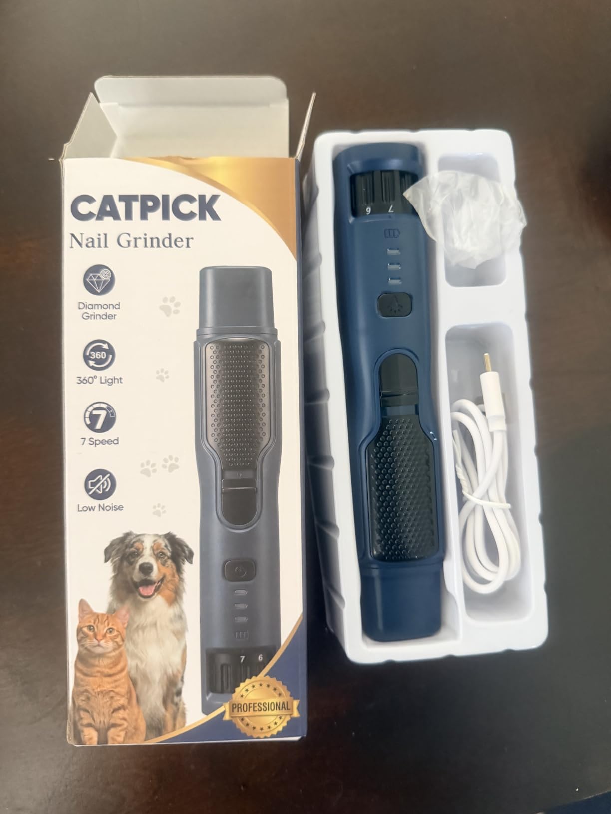 CATPICK 7-Speed Quiet Dog & Cat Nail Grinder with 360° LED for Thick Nails customer photo 2